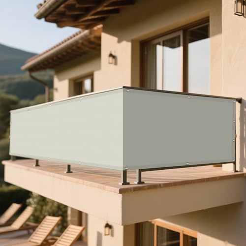 Sonnensegel 370 x 395 cm Rechteckig Wasserdicht Sonnenschutz Windschutz Windschutz Überdachung Plane mit Ösen Segeltuch 4 × 1.5 M Seile für Terrasse Balkon, Beige von DOGUO