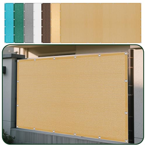 Sonnensegel 430 x 475 cm Rechteckig Atmungsaktiv 98% UV Schutz Schattenspender Schattierungsnetz mit Ösen Ohne Bohren mit Seil für Garten Balkon & Terrasse, Sandgelb Sonnensegel 430 x 475 cm Rechteckig Atmungsaktiv 98% UV Schutz Schattenspender Schattierungsnetz mit Ösen Ohne Bohren mit Seil für Garten Balkon & Terrasse, Sandgelb von DOGUO