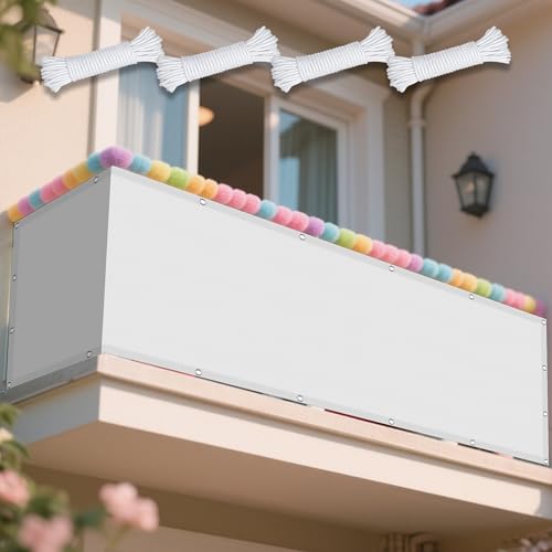 Sonnensegel 500 x 540 cm Rechteckig Wasserdicht 98% UV Schutz Schattierungsnetz inkl Befestigungsseile mit Ösen Ohne Bohren mit Seil für Balkon Terrasse, Weiß Sonnensegel 500 x 540 cm Rechteckig Wasserdicht 98% UV Schutz Schattierungsnetz inkl Befestigungsseile mit Ösen Ohne Bohren mit Seil für Balkon Terrasse, Weiß von DOGUO