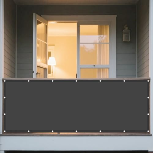 Sonnensegel Rechteckig 170 x 400 cm Rechteckig Wasserdicht 98% UV Schutz Sonnenschutzdach Segeltuch Pergola inkl Befestigungsseile für Balkon Terrasse Garten Outdoor, Dunkelgrau von DOGUO