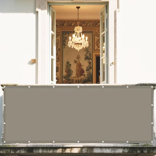 Sonnensegel Rechteckig mit Ösen 140 x 360 cm Rechteckig Wasserdicht Sonnenschutz Windschutz Markisenstoff Rechtwinklig inkl Befestigungsseile für Außenbereich Garten, Taupe von DOGUO