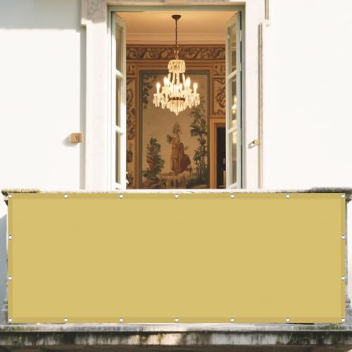 Sonnensegel Rechteckig mit Ösen 150 x 265 cm Rechteckig Wasserdicht Sonnenschutz Windschutz Markisenstoff Rechtwinklig inkl Befestigungsseile für Außenbereich Garten, Sandgelb von DOGUO