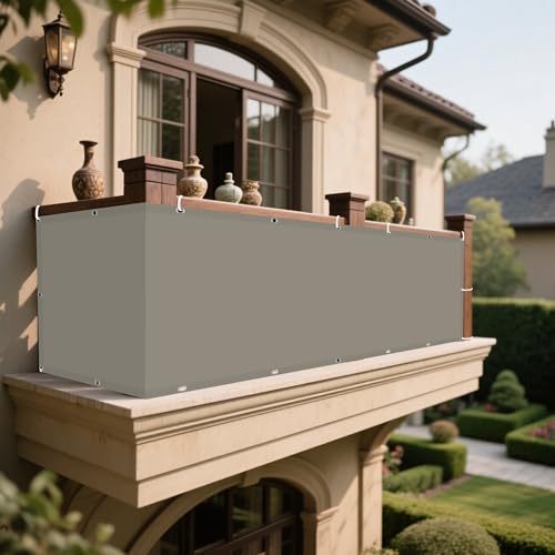 Sonnensegel Rechteckig mit Ösen 360 x 400 cm Rechteckig Wasserdicht 98% UV Schutz Segel Baldachin Segeltuch mit Ösen Segeltuch 4 × 1.5 M Seile für Terrasse Balkon, Khaki von DOGUO