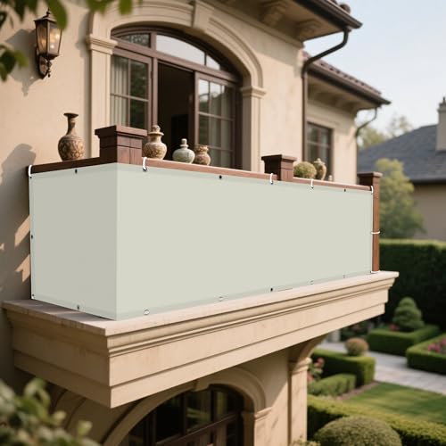 Sonnensegel Rechteckig mit Ösen 400 x 440 cm Rechteckig Wasserdicht 98% UV Schutz Segel Baldachin Segeltuch mit Ösen Segeltuch 4 × 1.5 M Seile für Terrasse Balkon, Beige von DOGUO