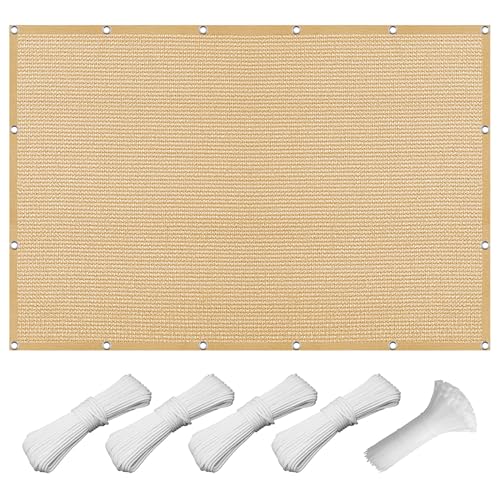 Sonnensegel Sonnenschutz 468 x 519 cm Rechteckig Atmungsaktiv 98% UV Schutz Pergola-Schattenspender Ersatz-Vordach mit Ösen Segeltuch 4 × 1.5 M Seile für Garten Terrasse, Sandgelb Sonnensegel Sonnenschutz 468 x 519 cm Rechteckig Atmungsaktiv 98% UV Schutz Pergola-Schattenspender Ersatz-Vordach mit Ösen Segeltuch 4 × 1.5 M Seile für Garten Terrasse, Sandgelb von DOGUO