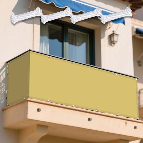 Sonnensegel Wasserabweisend 344 x 396 cm Rechteckig Wasserdicht 98% UV Schutz Schatten Mesh Abdeckung mit Ösen Segeltuch 4 × 1.5 M Seile für Terrasse Balkon, Sandgelb Sonnensegel Wasserabweisend 344 x 396 cm Rechteckig Wasserdicht 98% UV Schutz Schatten Mesh Abdeckung mit Ösen Segeltuch 4 × 1.5 M Seile für Terrasse Balkon, Sandgelb von DOGUO