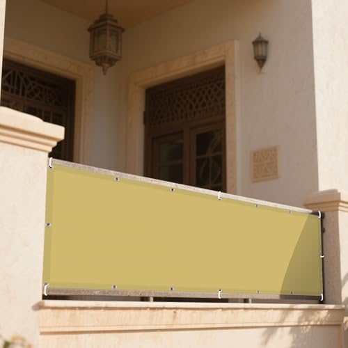 Sonnensegel Wasserdicht Nach Maß 125 x 265 cm Rechteckig Wasserdicht 98% UV Schutz Schattierungsgewebe Vielen Größen mit Spannseilen für Garten Terrasse Camping Outdoor, Sandgelb von DOGUO