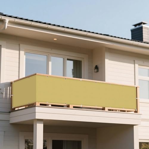 Sonnensegel Wasserdicht Nach Maß 150 x 300 cm Rechteckig Wasserdicht 98% UV Schutz Sonnenschutz Markise mit Kordel mit Ösen Ohne Bohren mit Seil für Balkon Garten Terrasse, Sandgelb von DOGUO