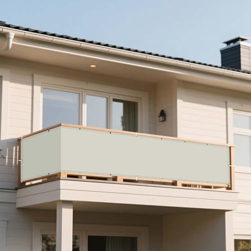 Sonnensegel Wasserdicht Nach Maß 190 x 190 cm Rechteckig Wasserdicht 98% UV Schutz Sonnenschutz Markise mit Kordel mit Ösen Ohne Bohren mit Seil für Balkon Garten Terrasse, cremefarben von DOGUO