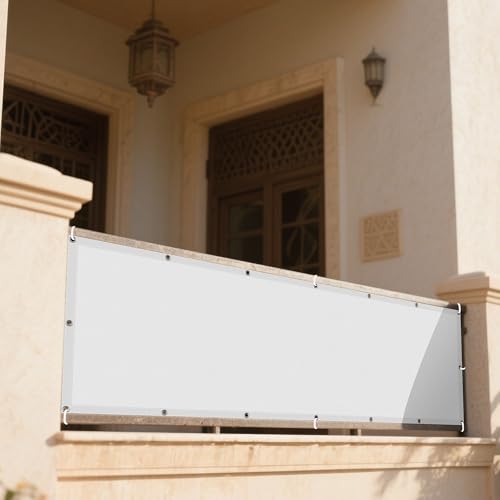 Sonnensegel Wasserdicht Nach Maß 355 x 415 cm Rechteckig Wasserdicht 98% UV Schutz Schattierungsgewebe Vielen Größen mit Spannseilen für Garten Terrasse Camping Outdoor, Weiß von DOGUO