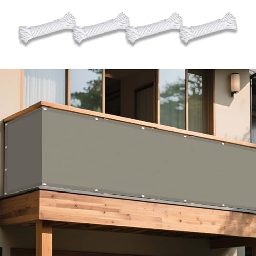 Sonnensegel Wasserdicht Nach Maß 430 x 710 cm Rechteckig Wasserdicht 98% UV Schutz Abdeckung Schattenstoff mit Ösen Und Befestigungsseile für Patio Hinterhof Rasengarten, Taupe von DOGUO
