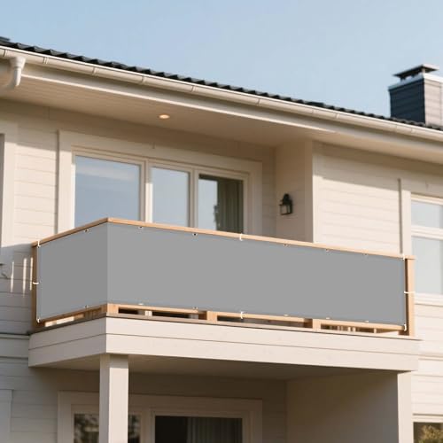 Sonnensegel Wasserdicht Nach Maß 65 x 230 cm Rechteckig Wasserdicht 98% UV Schutz Sonnenschutz Markise mit Kordel mit Ösen Ohne Bohren mit Seil für Balkon Garten Terrasse, Hellgrau von DOGUO