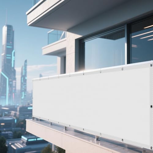 Sonnensegel Wasserdicht Rechteckig mit Ösen 200 x 360 cm Rechteckig Wasserdicht 98% UV Schutz Schattierungsgewebe mit Ösen Ohne Bohren mit Seil für Balkon Garten Terrasse, Weiß von DOGUO