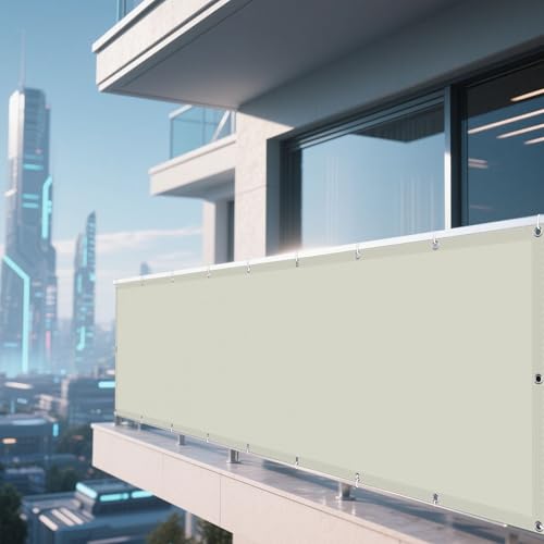 Sonnensegel Wasserdicht Rechteckig mit Ösen 70 x 240 cm Rechteckig Wasserdicht 98% UV Schutz Schattierungsgewebe mit Ösen Ohne Bohren mit Seil für Balkon Garten Terrasse, Beige von DOGUO