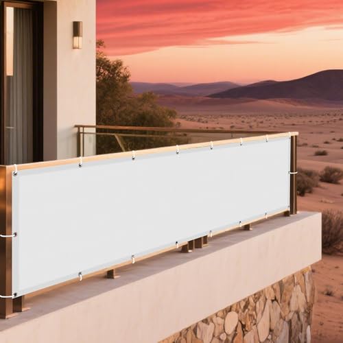 Sonnensegel mit Ösen 200 x 550 cm Rechteckig Wasserdicht 98% UV Schutz Pergola Garten Balkon Schattentuch mit Ösen Und Befestigungsseile für Balkon Terrasse, Weiß von DOGUO