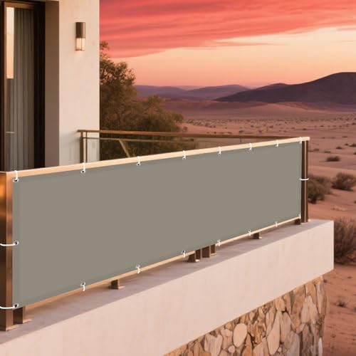 Sonnensegel mit Ösen 340 x 420 cm Rechteckig Wasserdicht 98% UV Schutz Pergola Garten Balkon Schattentuch mit Ösen Und Befestigungsseile für Balkon Terrasse, Taupe von DOGUO