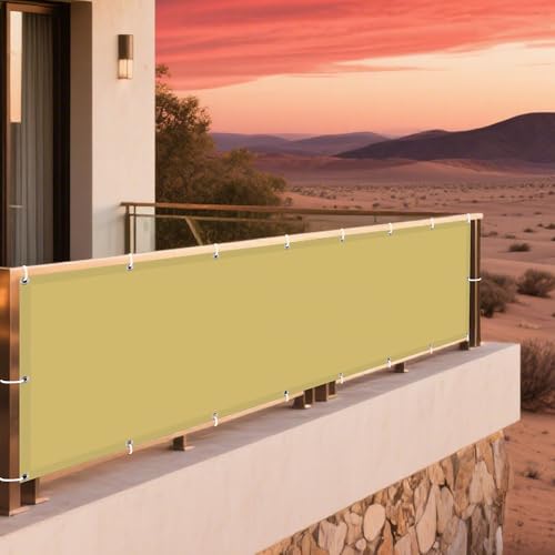 Sonnensegel mit Ösen 360 x 380 cm Rechteckig Wasserdicht 98% UV Schutz Pergola Garten Balkon Schattentuch mit Ösen Und Befestigungsseile für Balkon Terrasse, Sandgelb Sonnensegel mit Ösen 360 x 380 cm Rechteckig Wasserdicht 98% UV Schutz Pergola Garten Balkon Schattentuch mit Ösen Und Befestigungsseile für Balkon Terrasse, Sandgelb von DOGUO
