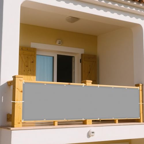 Sonnensegel mit Ösen 410 x 565 cm Rechteckig Wasserdicht Sonnenschutz Windschutz Segeltuch Pergola Überdachung Plane mit Spannseilen mit Ösen für Garten Balkon, Hellgrau von DOGUO