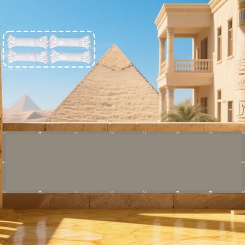 Sonnensegel mit Ösen Wasserdicht 105 x 245 cm Rechteckig Wasserdicht 98% UV Schutz Schattennetz mit Ösen Sichtschutz Reißfest Wetterfest Ohne Bohren für Balkon Terrasse, Taupe von DOGUO