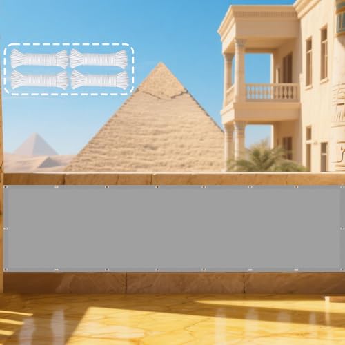 Sonnensegel mit Ösen Wasserdicht 155 x 355 cm Rechteckig Wasserdicht 98% UV Schutz Schattennetz mit Ösen Sichtschutz Reißfest Wetterfest Ohne Bohren für Balkon Terrasse, Hellgrau Sonnensegel mit Ösen Wasserdicht 155 x 355 cm Rechteckig Wasserdicht 98% UV Schutz Schattennetz mit Ösen Sichtschutz Reißfest Wetterfest Ohne Bohren für Balkon Terrasse, Hellgrau von DOGUO