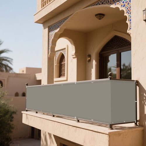Sonnensegel mit Ösen Wasserdicht 210 x 740 cm Rechteckig Wasserdicht 98% UV Schutz Sunsail mit Ösen Und Befestigungsseile für Garten Terrasse Camping Outdoor, Taupe von DOGUO