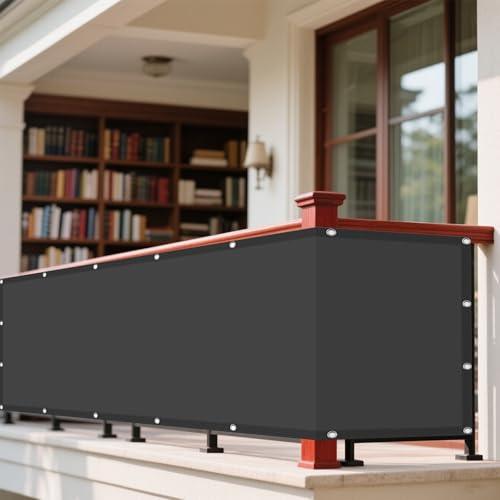 Wasserdicht Sonnensegel 140 x 380 cm Rechteckig Wasserdicht 98% UV Schutz Sichtschutz Windschutz Tarp Vielen Größen mit Spannseilen für Garten Terrasse Balkon Schwimmbad, Dunkelgrau von DOGUO