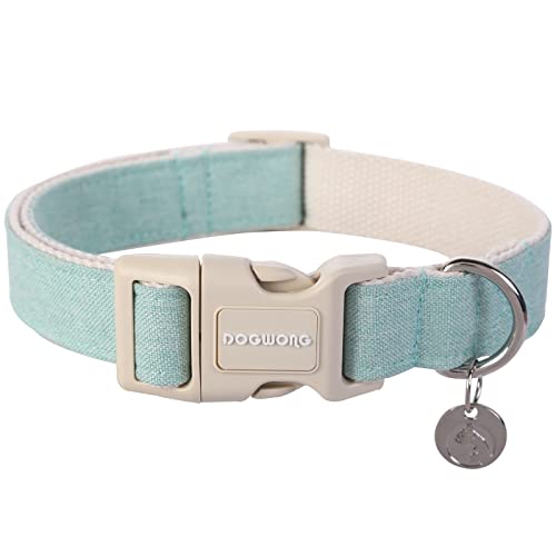 DOGWONG Hundehalsbänder blau, Hanf Hundehalsbänder blau hundehalsband, Natürliche Weich Langlebig Halsband Hund Bequeme verstellbares Hundehalsband für kleine mittelgroße Hunde von DOGWONG