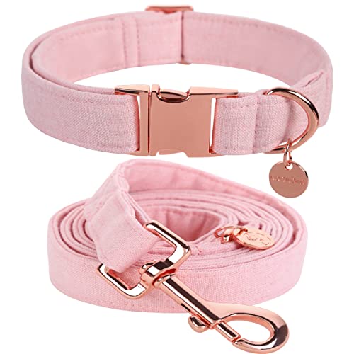 DOGWONG Hundehalsbänder rosa, Hundehalsbänder und Leine aus rosa hundehalsband, Bequeme verstellbares Hundehalsband für kleine mittelgroße Hunde von DOGWONG