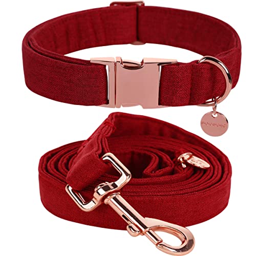 DOGWONG Hundehalsbänder rot, Hundehalsbänder und Leine aus rot hundehalsband, Bequeme verstellbares Hundehalsband für kleine mittelgroße Hunde DOGWONG Hundehalsbänder rot, Hundehalsbänder und Leine aus rot hundehalsband, Bequeme verstellbares Hundehalsband für kleine mittelgroße Hunde von DOGWONG