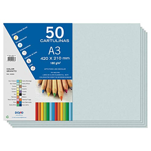 Dohe - 50 Stück A3 Blau Granit Karten zum Basteln und Drucken - 21x29,7 cm - 180 g/m² - Bürobedarf von DOHE