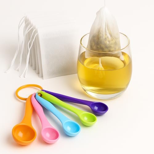 DOINEUFL 100 Stück Teebeutel leer mit 5 Messlöffeln, Teesieb aus Nylon, Einweg-Tee-Ei für Kaffee, Gewürz-Aufgüsse oder selbstgemachte Duftbeutel DOINEUFL 100 Stück Teebeutel leer mit 5 Messlöffeln, Teesieb aus Nylon, Einweg-Tee-Ei für Kaffee, Gewürz-Aufgüsse oder selbstgemachte Duftbeutel von DOINEUFL