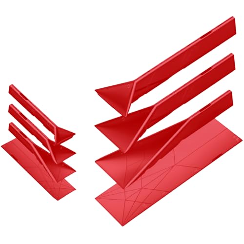 DOINEUFL Polygons 3-in-1 flacher Messlöffel, Polygons Messlöffel, 2 Löffel mit 6 verschiedenen Größen, 1 Set/2 Stück multifunktionales, flach zusammenklappbares Küchengerät zum Kochen (Rot) von DOINEUFL