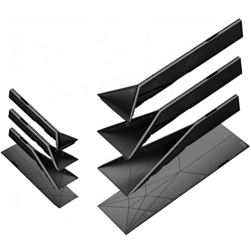 DOINEUFL Polygons 3-in-1 flacher Messlöffel, Polygons Messlöffel, 2 Löffel mit 6 verschiedenen Größen, 1 Set/2 Stück multifunktionales, flach zusammenklappbares Küchengerät zum Kochen (Schwarz) von DOINEUFL