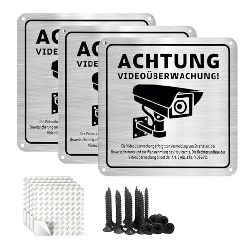Schild Videoüberwachung Privatgrundstück 15 x 15 cm, Achtung Videoüberwachung Schild Selbstklebend und mit Bohrungen Schild Videoüberwachung Privatgrundstück 15 x 15 cm, Achtung Videoüberwachung Schild Selbstklebend und mit Bohrungen von DOINEUFL
