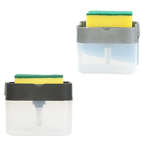 2st Automatische Nachfüllbox Reinigungsseifenbox Flüssiges Geschirrspülmittel Schwammhalter Seifenspender Für Küchenspüle Spülmittelspender Spülschwamm Spülbürste 2 in 1 Plastik von DOITOOL