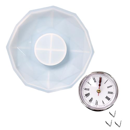 DOITOOL 1 Satz DIY Polygon Clock Silicone Mold Silikonform für Epoxidharz Uhrwerk und Clips für Kreative Bastelprojekte Einfach zu Reinigen und Langlebig von DOITOOL