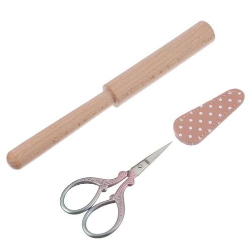 DOITOOL 1 Satz Holz Garnschneider mit Scheren Stickwerkzeug für DIY Präzise Fadenschneider Ergonomisch mit Schutzabdeckung zum Sticken für Projekte von DOITOOL