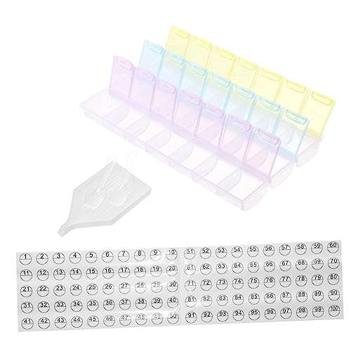 DOITOOL 1 Satz Kompakte Aufbewahrungsbox für Diamantmalerei Fächer Öffnungsplatte Zahlenaufkleber für Schmuck Perlen Kunsthandwerk und Andere Kleine Gegenstände Transparente Organizer von DOITOOL