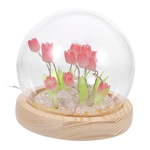 DOITOOL 1 Satz Tulpe Saya Kleines Nachtlicht Lichtkugel Glas Süßes Nachtlicht Blumen-kristallkugel-nachtlicht Schlafzimmer Nachtlicht Lampe Schlafzimmerbeleuchtung Hölzern Handbuch Kind von DOITOOL