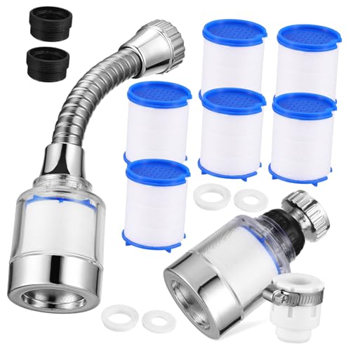 DOITOOL 1 Satz Wasserhahnfilter mit Filtereinsätzen und Kurzem Duschkopf Effizienter Wasserfilter für Küche und Badezimmer Drehbar Einfache Installation und von DOITOOL