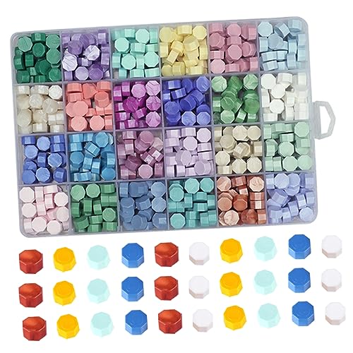 DOITOOL 1 Schachtel Wachssiegelwachsperlen Set Farben Octagonale Form für Briefumschläge Einladungen und Diy Projekte Langlebig Einfach zu Schmelzen Verwenden für Besondere Anlässe von DOITOOL