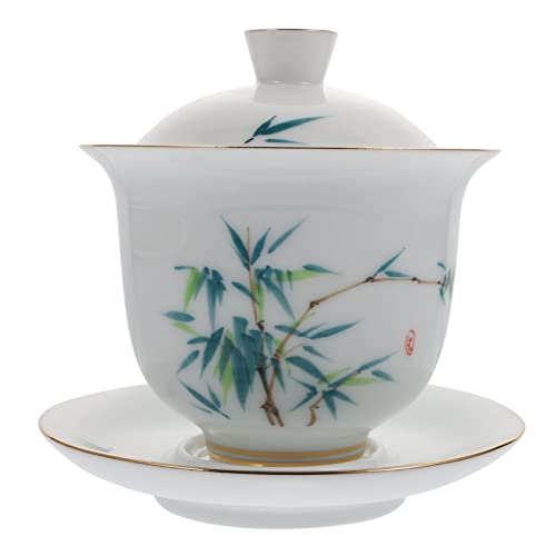 DOITOOL 1 Set Gaiwan Teetasse Vintage Chinesische Traditionelle Porzellan Teetasse mit Deckel Und Untertasse Vintage Keramik Kaffeetasse Teetasse für Lose Blatt Tee Home Office B von DOITOOL