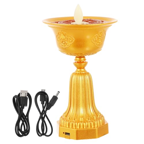 DOITOOL 1 Stück Butterlampe Led-Lampe Meditationskerzenhalter Diwali-Kerzenhalter Vintage-Kerzenhalter Tischdekoration Antikes Dekor Lichtschmuck Grabstein-Led von DOITOOL