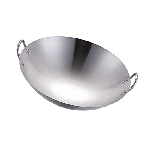 DOITOOL 1 Stück Edelstahl-Wok-Pfanne Mit Deckel Tiefe Bratpfanne Mit Antihaftbeschichtung Deckel Schmorpfanne Mit Deckel Antihaft-Pfanne Küchen-Wok Antihaft-Doppelgriff-Wok von DOITOOL