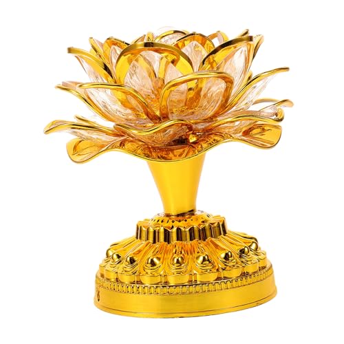 DOITOOL Tischleuchte 1 Stück Lotus-Lampe Buddha-Nachtlicht Lotus-Blumenlampe Tempel Lotus-Licht Gold Heimdekoration Led-Deko-Lampe Led-Lotus-Lampe Raumdekoration Licht Ornament Goldene von DOITOOL