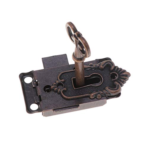 DOITOOL 1 Stücke Schranktürschloss Antiken Schrank Schloss Dekorative Möbelschloss mit Schlüssel und Schrauben (Rot Bronze) von DOITOOL