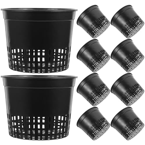 DOITOOL 10 Stück Blumetopf Kunststoff Hydrokultur Töpfe Garten Anlage Mesh Netz Pflanztopf Wachsen Cup Pflanzen Eimer Korb Schwarz von DOITOOL