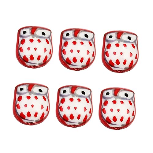 DOITOOL 10 Stück Diy Katzenkopf Eulenform Keramikperlen Schmuck Bastelzubehör Rot für Armbänder und Andere Projekte von DOITOOL