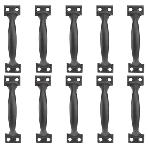 DOITOOL 10 Stück Scheunentürgriffe schwarz Torgriffe für Holzzäune 10,2 cm Vintage Schrankgriff Pull für Küchenschrank öbel Schubladen Schrank Hardware (schwarz, 10,2 cm) von DOITOOL