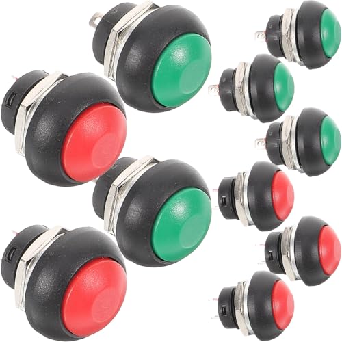 DOITOOL 10 Stück Teiliges Türklingel Ersatzknopf Wasserdichte Drucktaster für Türklingel Einfache Montage Langlebige Push button Schalter für Haus und Büro Inklusive Je Rote und Grüne von DOITOOL
